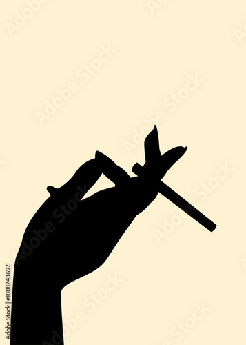 Silhouette of cigarette in woman finger concept design. sign of smoking area or warning. Vector illustration.