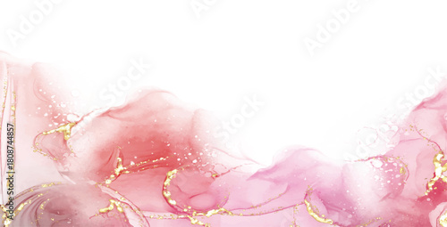 Pastel cyan mint liquid marble watercolor background with gold lines and brush stains. Teal turquoise marbled alcohol ink drawing effect. Vector illustration backdrop, watercolour wedding invitation.