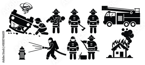 Set of emergency men vector illustration