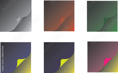 Vector set of blank business card templates with corner curl and modern color layout design