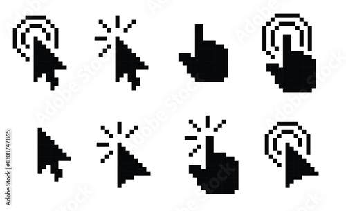 Pixel Cursor and Click Icon Set