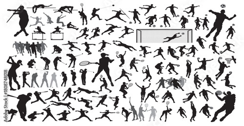 Set of sport vector illustration, tennis, soccer, football