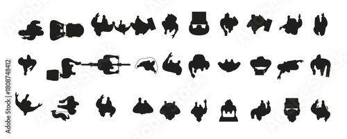 people top view frame people silhouette male and female