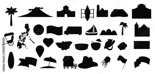 philippines icons set cartoon vector bohol tarsier