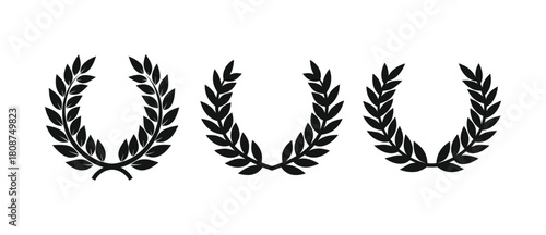 Laurel wreath vector icons set for awards, victory and achievement