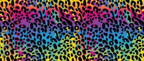 Rainbow leopard seamless pattern.