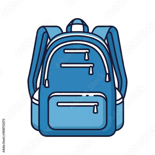 A vibrant blue backpack with multiple pockets and zippers, perfect for school, travel, or everyday use