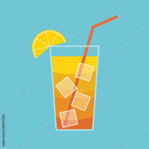A vibrant illustration of a refreshing iced drink with a slice of lemon, perfect for summer afternoons, showcasing simplicity and enjoyment.