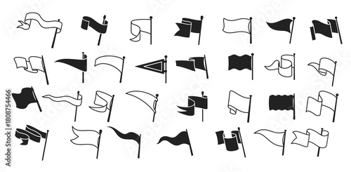 retro pennant white black flags banner pendants