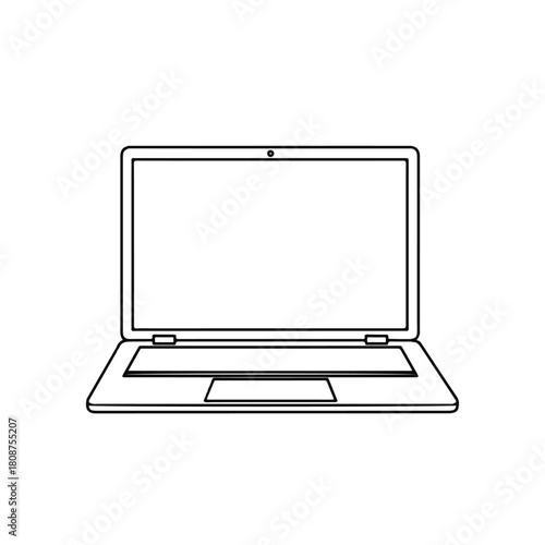 Clean vector illustration of an open laptop, representing modern digital device connectivity and technology, perfect for computing and electronic communication concepts