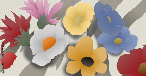 An illustration of several varieties of beautiful and lovely flowers