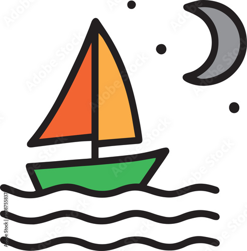 Sailboat sailing under the moon