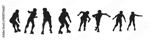 roller skating silhouettes vector