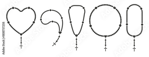 Rosary beads silhouettes set prayer heart shaped jewelry