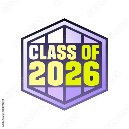 Class of 2026 emblem isolated on a vibrant design celebrating the graduating class of 2026, perfect for school pride and graduation events