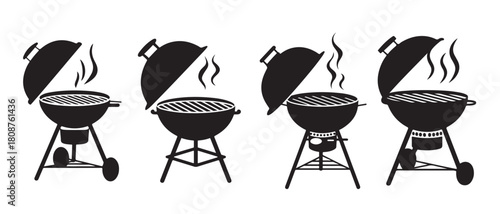 Set of Black and White Grill Icons