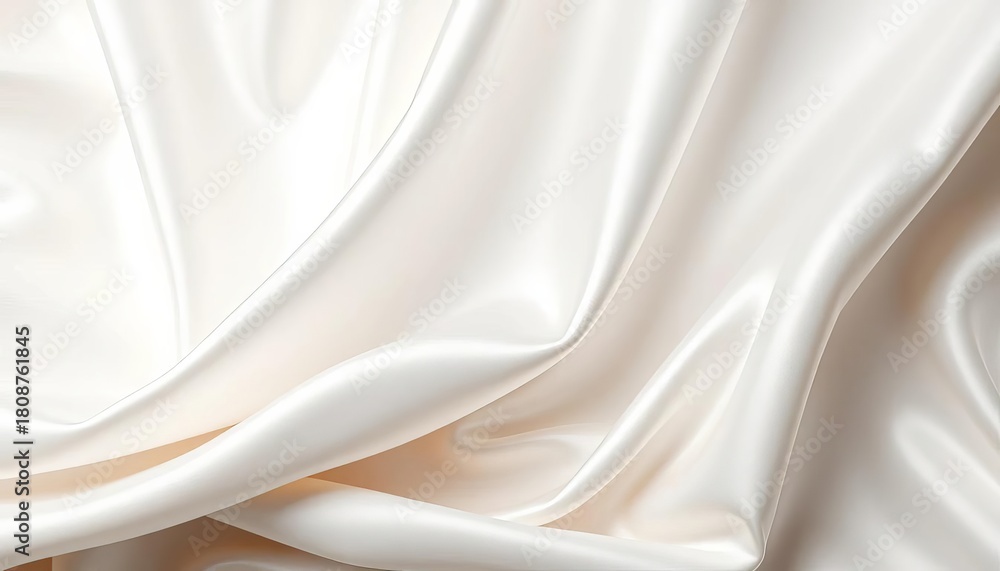 Naklejka premium Luxurious, smooth white satin fabric folds and drapes, background, dress