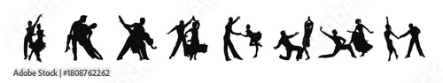 samba dance silhouettes vector