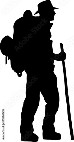 Hiking Man Silhouette Vector