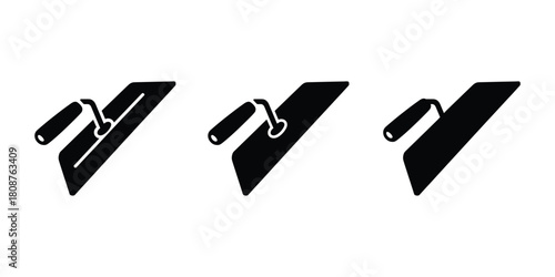 Plastering trowel icon set, Construction, Cement, and masonry tool vector