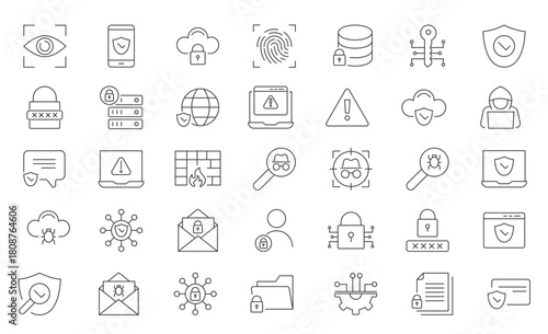 set of cyber security line icons set cyber security 