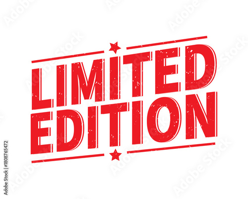 Limited edition red grunge text stamp vector illustration