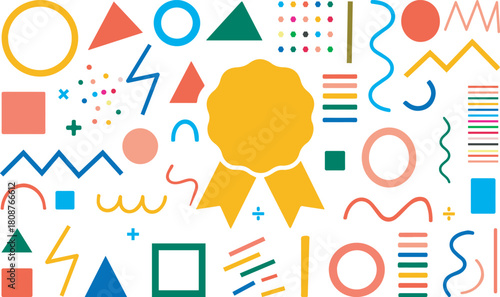 Colorful Abstract Geometric Shapes and Confetti EPS