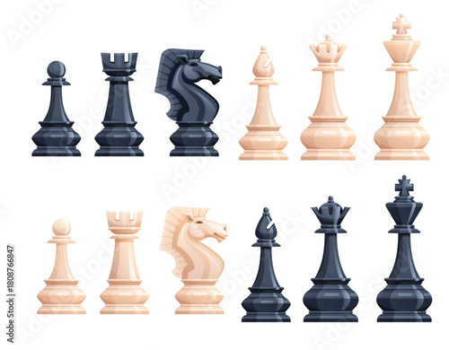 set of chess pieces vector illustration
