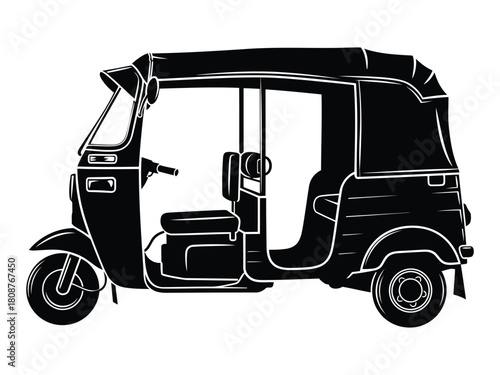 Vector illustration of black  auto rickshaw