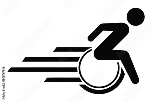 Vector illustration of wheelchair symbol moving fast