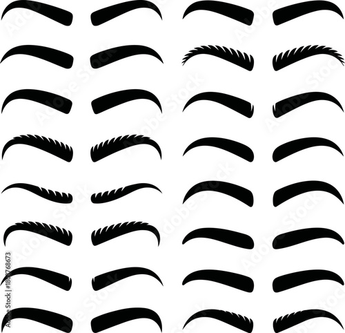 Eyebrow shapes and styles collection for beauty and makeup design