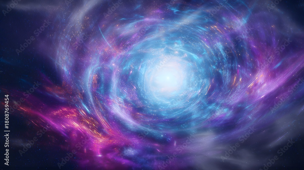 Fototapeta premium Cosmic genesis illustration vibrant nebulae radiate from a glowing core of life’s origin