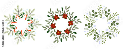 Beautifully designed holiday wreaths featuring festive elements and natural decorations
