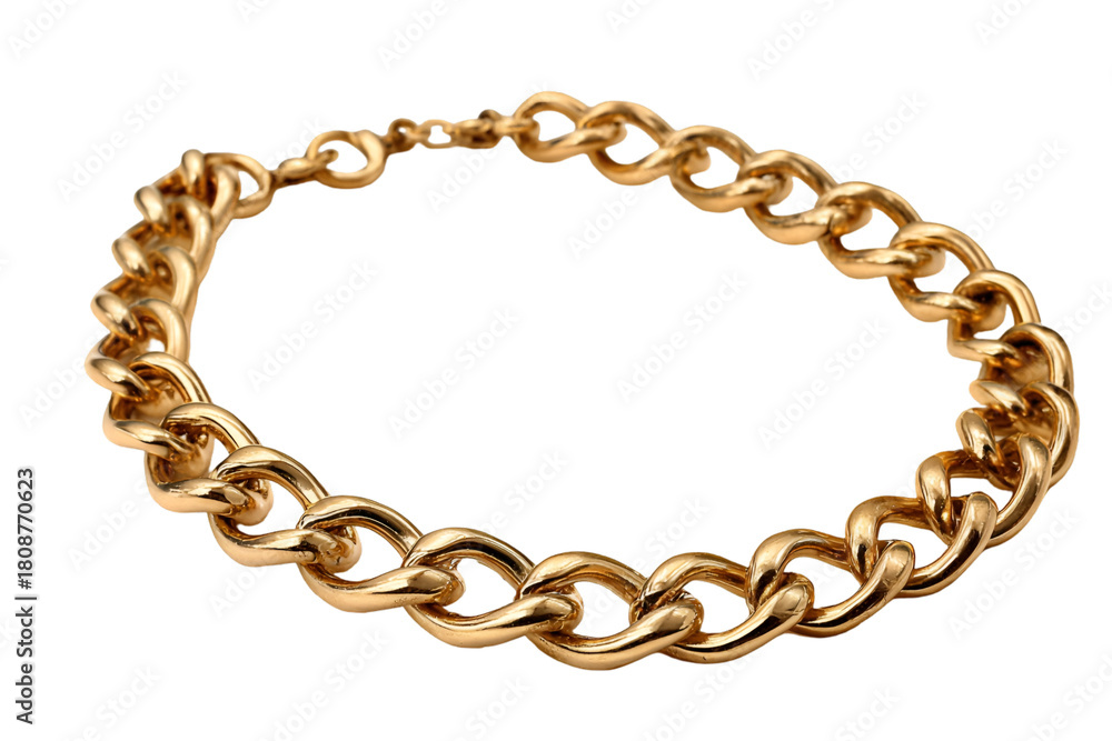 Obraz premium Luxurious gold chain necklace display jewelry store product showcase urban environment close-up view fashion accessory