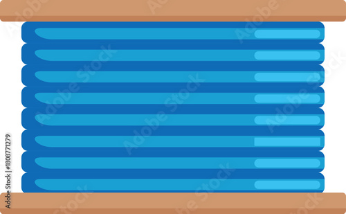 Blue plastic filament coil wrapped around a spool, ready for 3d printing