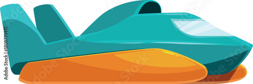 Side view of a hovercraft gliding smoothly, showcasing its innovative transportation design