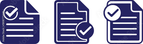 bule approved document icons set vector 