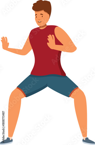 Sportsman exercising sumo squats during his fitness workout