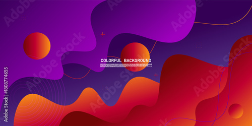 Abstract orange gradient wave fluid pattern on a purple background. Simple and trendy horizontal banner concept background. Vector eps10