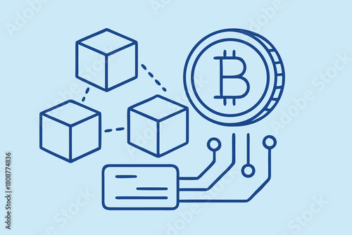 Line art of Digital Finance Illustrated Through  