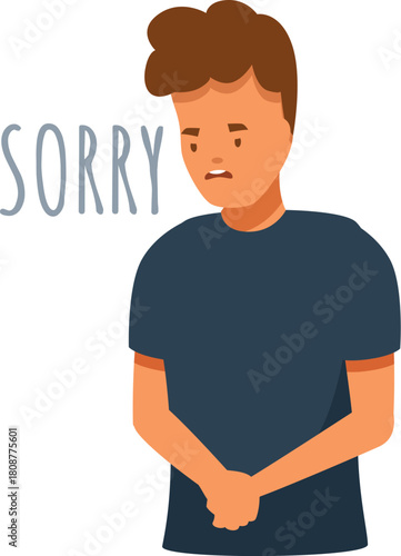 Sad teenager feeling remorse and asking for forgiveness