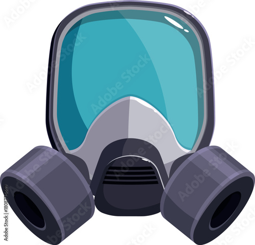 Cartoon gas mask is providing safety from hazardous materials
