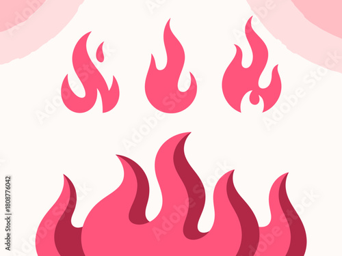 This artistic representation features stylized flames of varying sizes, conveying energy, passion, and warmth, with a vibrant color gradient that enhances its visual impact.