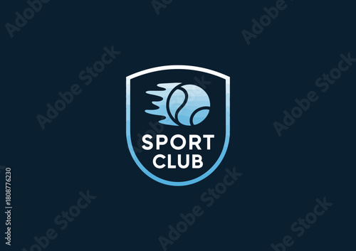 A sleek and modern logo design for a sport club featuring a tennis ball in motion, perfect for branding and representing sportsmanship and athleticism.