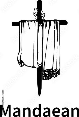 Mandaean religion symbol. Mandaeanism - ancient Gnostic, monotheistic religion. Religious icons. Vector