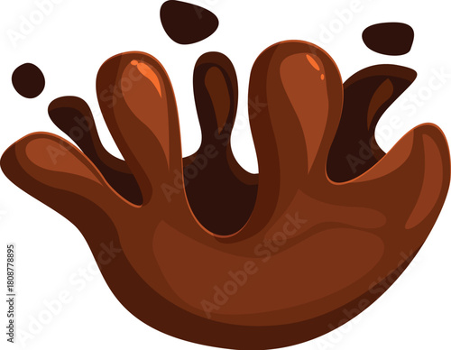 Chocolate splashing and making a crown shape with droplets