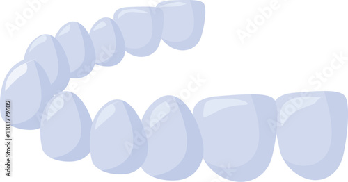 Invisible aligner covering upper teeth used in orthodontic treatment to improve dental alignment