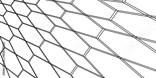 Abstract design featuring a continuous hexagonal pattern forming a wave-like structure on a white background.
