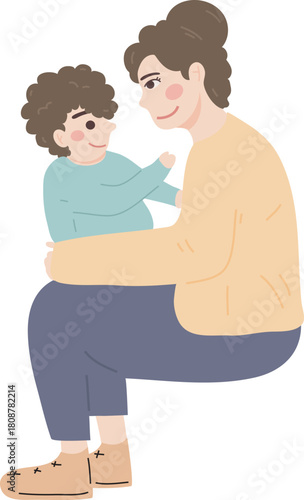 Illustration of Mother and Child Embracing