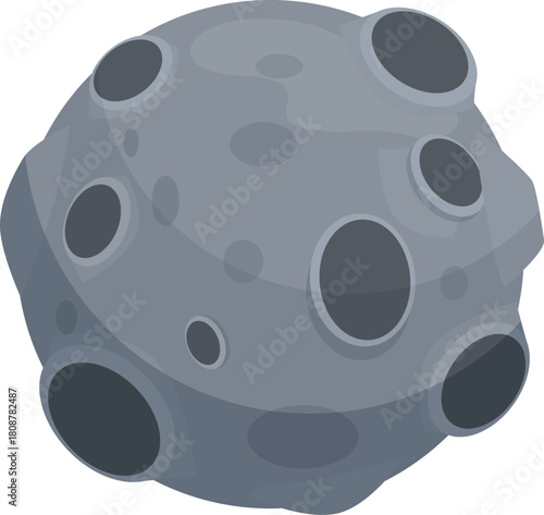 Grey asteroid floating in the vastness of space, featuring numerous impact craters, indicating a history of collisions in the solar system